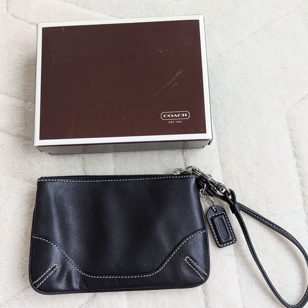 Coach Black Leather Wristlet